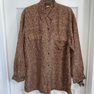 Cote De France Vintage Mens Silk Long Sleeves Button Up size Large